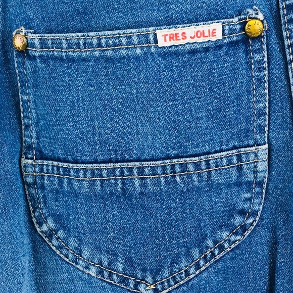 Vtg Womens 3/4 Tres Jolie Blue Jeans High Waist Mom Pleated Tapered 30" Inseam - Picture 4 of 9